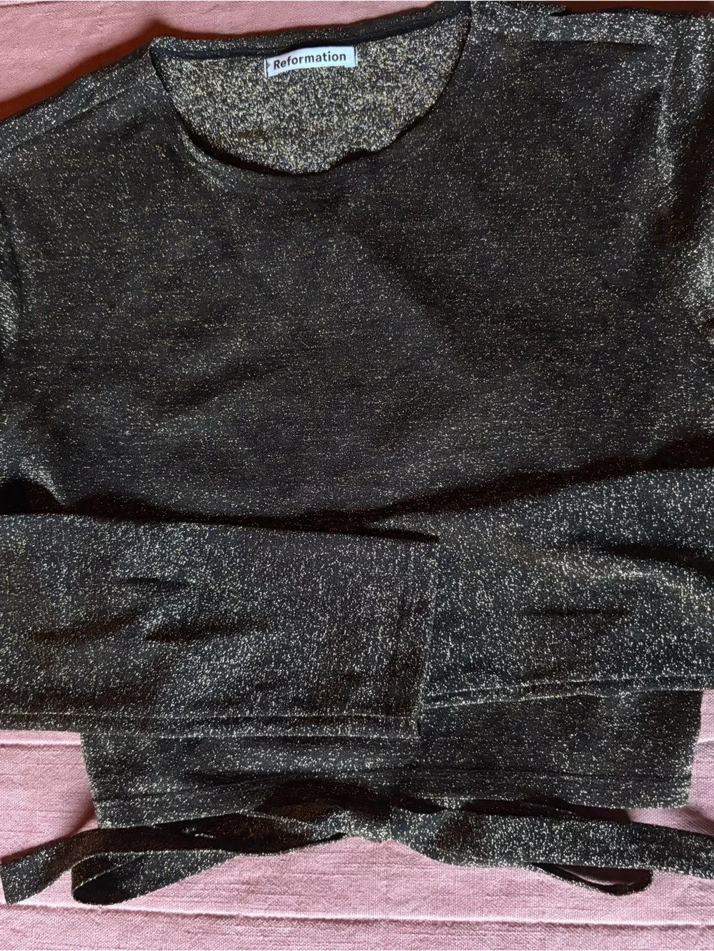 Reformation Jupiter Metallic Crop Top- Size M- Long Sleeve Sheer Party Top